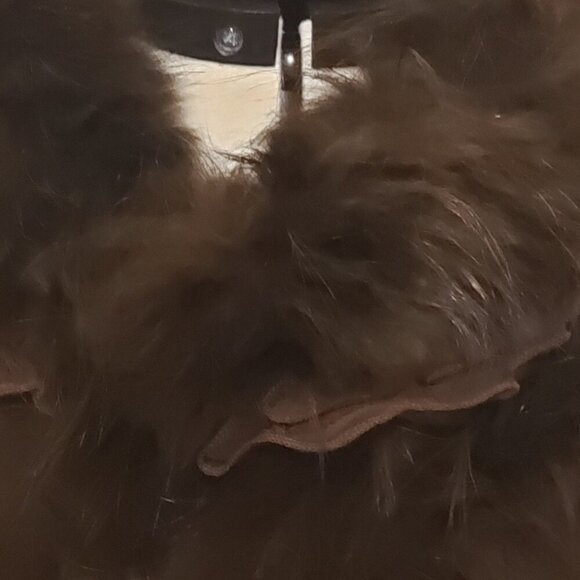 Vintage Moshita Couture 2 Piece Brown Outfit w/Faux Fur Collar and Trim, Size 16 - Picture 3 of 16